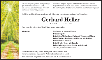 Traueranzeige von Gerhard Heller von Neustadt/ Scheinfeld/ Uffenheim