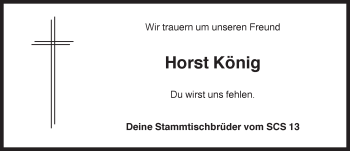 Traueranzeige von Horst König von Rothenburg