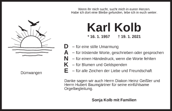 Traueranzeige von Karl Kolb von Dinkelsbühl/ Feuchtwangen