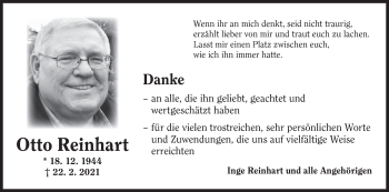 Traueranzeige von Otto Reinhart von Ansbach