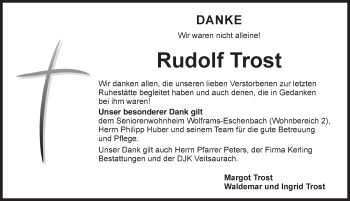 Traueranzeige von Rudolf Trost von Ansbach