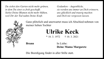 Traueranzeige von Ulrike Keck von Neustadt/ Scheinfeld/ Uffenheim