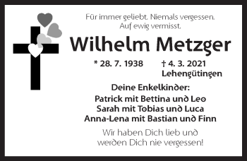 Traueranzeige von Wilhelm Metzger von Dinkelsbühl/ Feuchtwangen