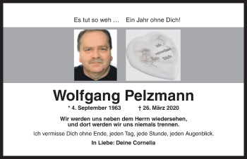 Traueranzeige von Wolfgang Pelzmann von Dinkelsbühl/ Feuchtwangen