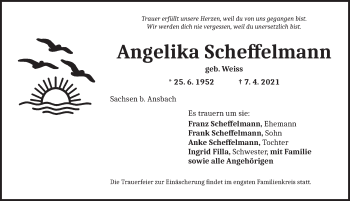 Traueranzeige von Angelika Scheffelmann von Ansbach