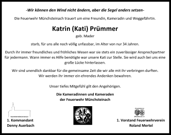 Traueranzeige von Katrin Prümmer von Neustadt/ Scheinfeld/ Uffenheim