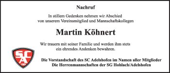 Traueranzeige von Martin Köhnert von Rothenburg