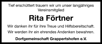 Traueranzeige von Rita Förtner von Neustadt/ Scheinfeld/ Uffenheim