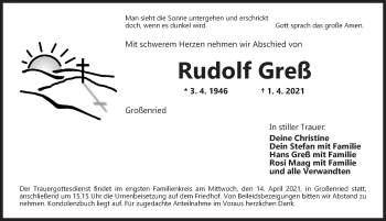 Traueranzeige von Rudolf Greß von Dinkelsbühl/ Feuchtwangen