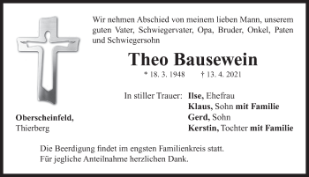 Traueranzeige von Theo Bausewein von Neustadt/ Scheinfeld/ Uffenheim