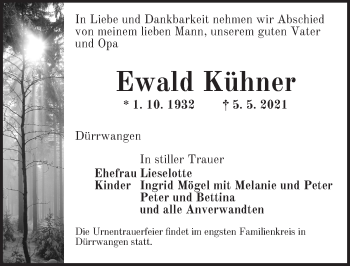 Traueranzeige von Ewald Kühner von Dinkelsbühl/ Feuchtwangen