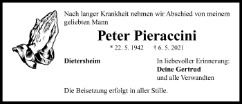 Traueranzeige von Peter Pieraccini von Neustadt/ Scheinfeld/ Uffenheim