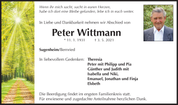 Traueranzeige von Peter Wittmann von Neustadt/ Scheinfeld/ Uffenheim