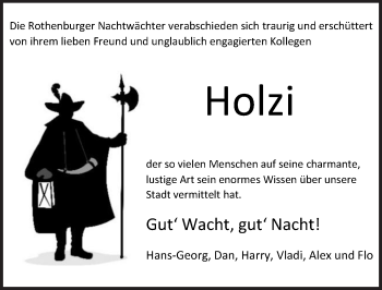 Traueranzeige von Stefan Holzhauser von Rothenburg