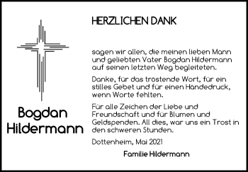 Traueranzeige von Bogdan Hildermann von Neustadt/ Scheinfeld/ Uffenheim