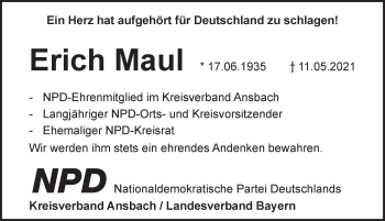 Traueranzeige von Erich Maul von Rothenburg