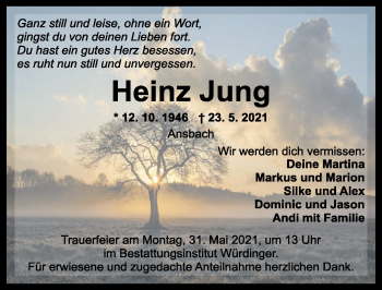 Traueranzeige von Heinz Jung von Ansbach
