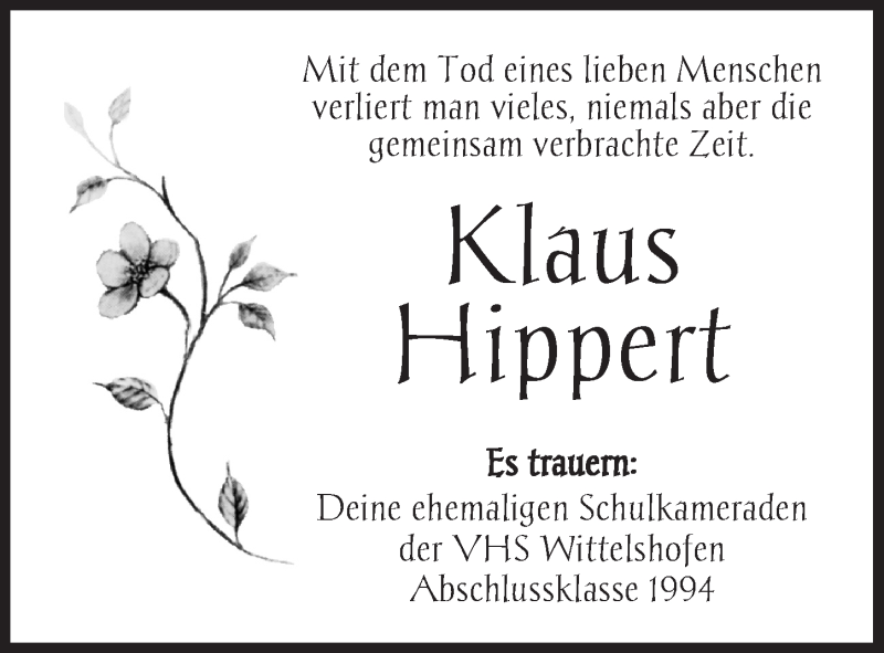  Traueranzeige für Klaus Hippert vom 20.05.2021 aus Dinkelsbühl/ Feuchtwangen