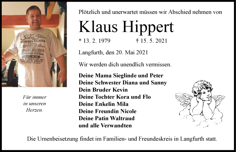  Traueranzeige für Klaus Hippert vom 20.05.2021 aus Dinkelsbühl/ Feuchtwangen