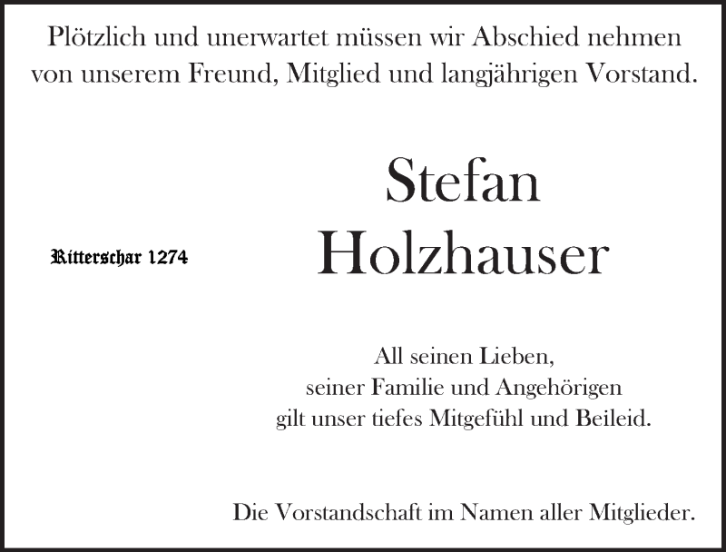  Traueranzeige für Stefan Holzhauser vom 11.05.2021 aus Rothenburg