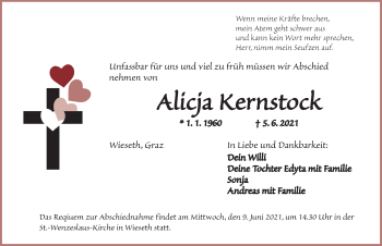 Traueranzeige von Alicja Kernstock von Dinkelsbühl/ Feuchtwangen