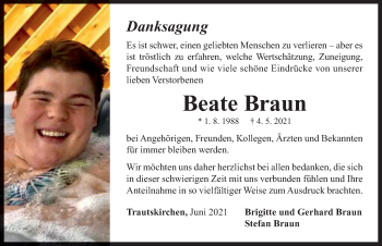 Traueranzeige von Beate Braun von Neustadt/ Scheinfeld/ Uffenheim