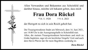 Traueranzeige von Dora Rückel von Neustadt/ Scheinfeld/ Uffenheim