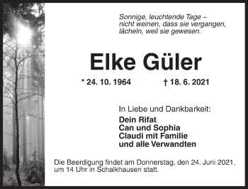 Traueranzeige von Elke Güler von Ansbach