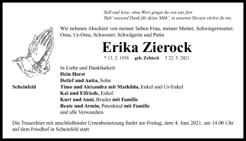 Traueranzeige von Erika Zierock von Neustadt/ Scheinfeld/ Uffenheim