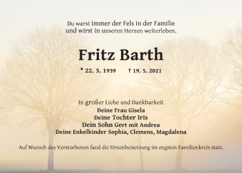 Traueranzeige von Fritz Barth von Dinkelsbühl/ Feuchtwangen