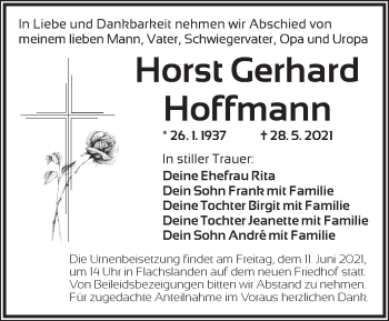 Traueranzeige von Horst Hoffmann von Ansbach