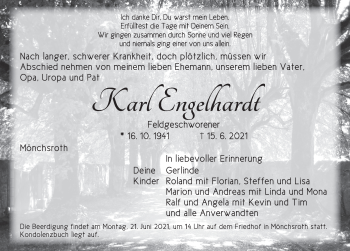 Traueranzeige von Karl Engelhardt von Dinkelsbühl/ Feuchtwangen