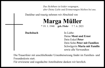 Traueranzeige von Marga Müller von Neustadt/ Scheinfeld/ Uffenheim