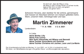 Traueranzeige von Martin Zimmerer von Dinkelsbühl/ Feuchtwangen