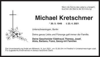 Traueranzeige von Michael Kretschmer von Dinkelsbühl/ Feuchtwangen