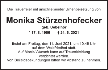 Traueranzeige von Monika Stürzenhofecker von Ansbach