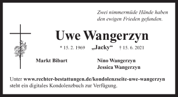 Traueranzeige von Uwe Wangerzyn von Neustadt/ Scheinfeld/ Uffenheim