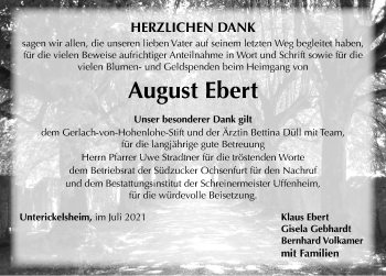 Traueranzeige von August Ebert von Neustadt/ Scheinfeld/ Uffenheim