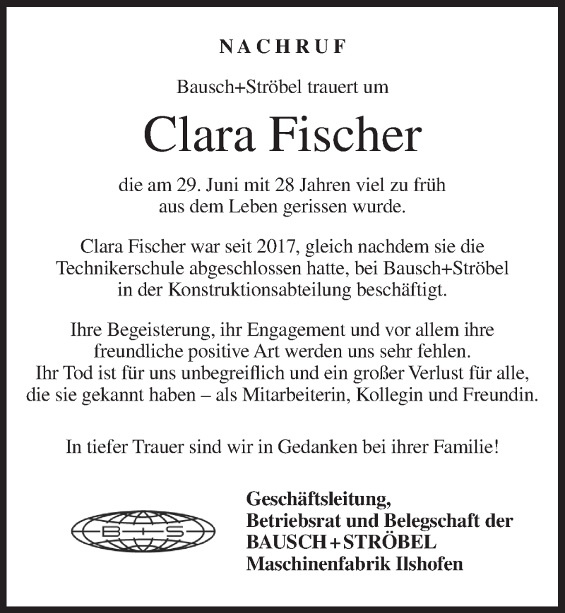  Traueranzeige für Clara Fischer vom 02.07.2021 aus Dinkelsbühl/ Feuchtwangen