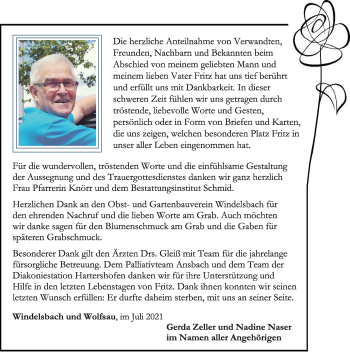 Traueranzeige von Fritz  von Rothenburg