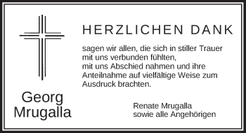 Traueranzeige von Georg Mrugalla von Dinkelsbühl/ Feuchtwangen