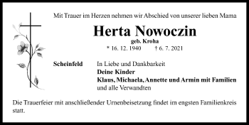 Traueranzeige von Herta Nowoczin von Neustadt/ Scheinfeld/ Uffenheim