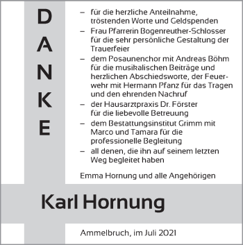 Traueranzeige von Karl Hornung von Dinkelsbühl/ Feuchtwangen