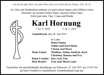 Traueranzeige von Karl Hornung von Dinkelsbühl/ Feuchtwangen