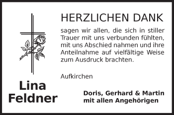 Traueranzeige von Lina Feldner von Dinkelsbühl/ Feuchtwangen