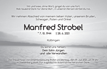 Traueranzeige von Manfred Strobel von Ansbach