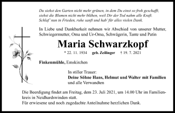 Traueranzeige von Maria Schwarzkopf von Neustadt/ Scheinfeld/ Uffenheim