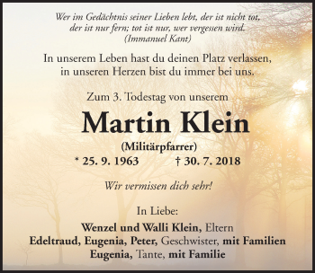 Traueranzeige von Martin Klein von Dinkelsbühl/ Feuchtwangen