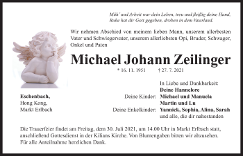 Traueranzeige von Michael Johann Zeilinger von Neustadt/ Scheinfeld/ Uffenheim