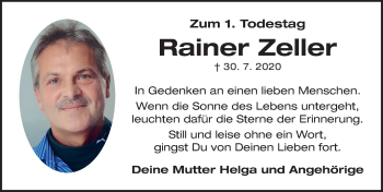 Traueranzeige von Rainer Zeller von Neustadt/ Scheinfeld/ Uffenheim